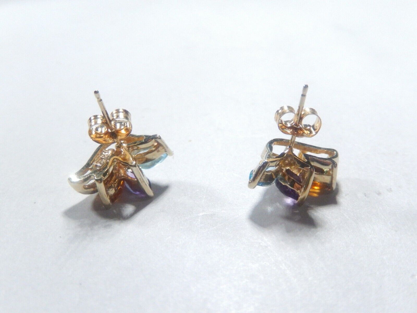 *VINTAGE*  10K Yellow Gold 1.25CT Marquise Cut Natural Gemstone Earrings