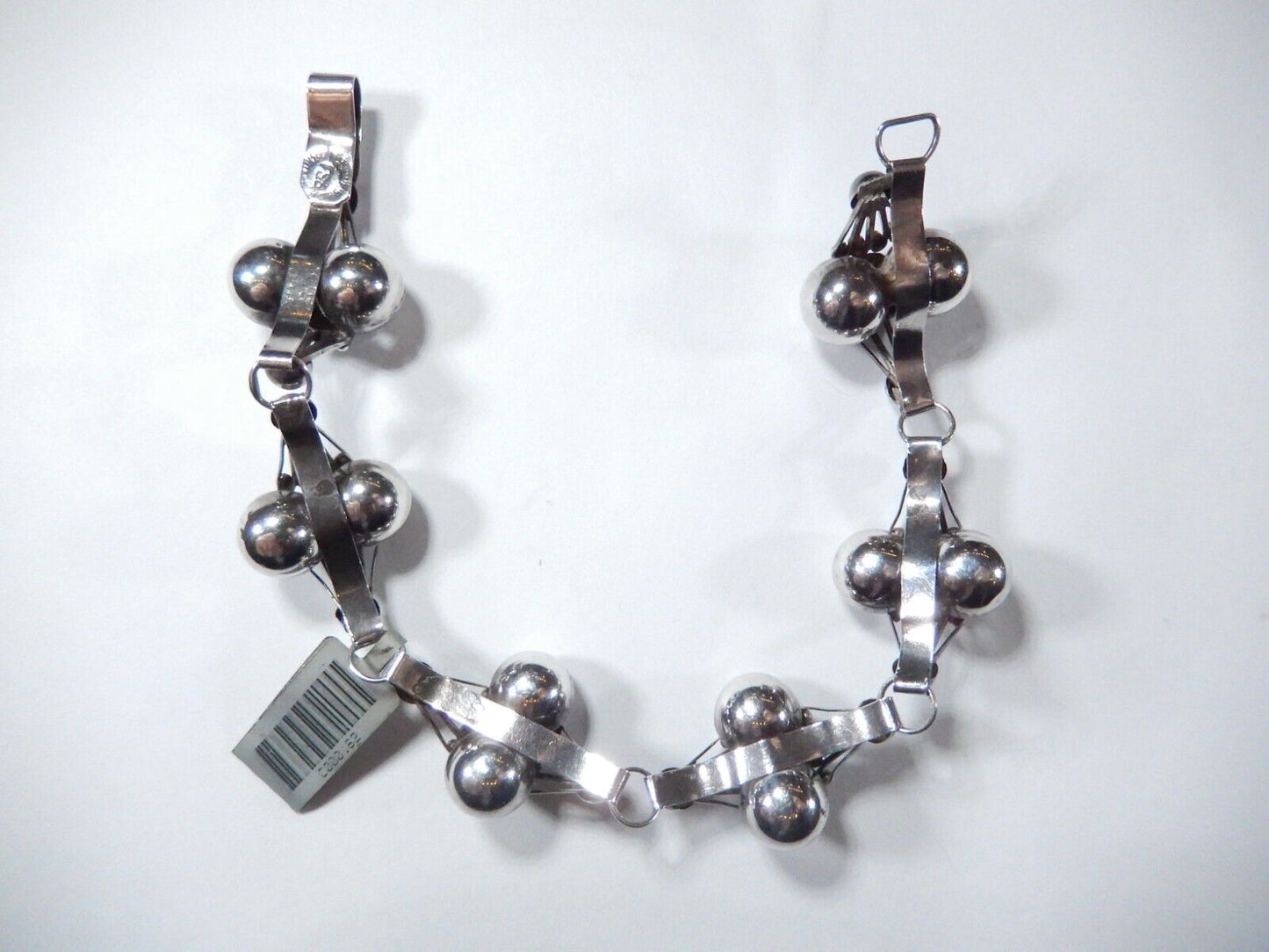 *VINTAGE Mexico FSS Sterling Silver Turquoise Ball Bead Design Link Bracelet 8”