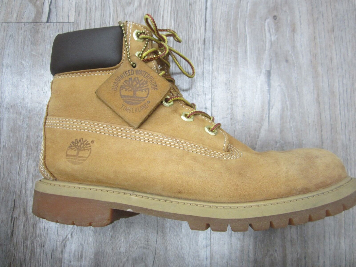 NICE Timberland Men's Youths Boot 6 Inch Premium 12909 Wheat Nubuck Size 5.5M
