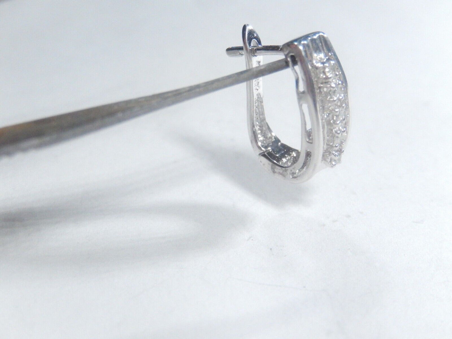14K White Gold .50CT NATURAL ROUND &BAGUETTES DIAMOND CLUSTER EARRINGS
