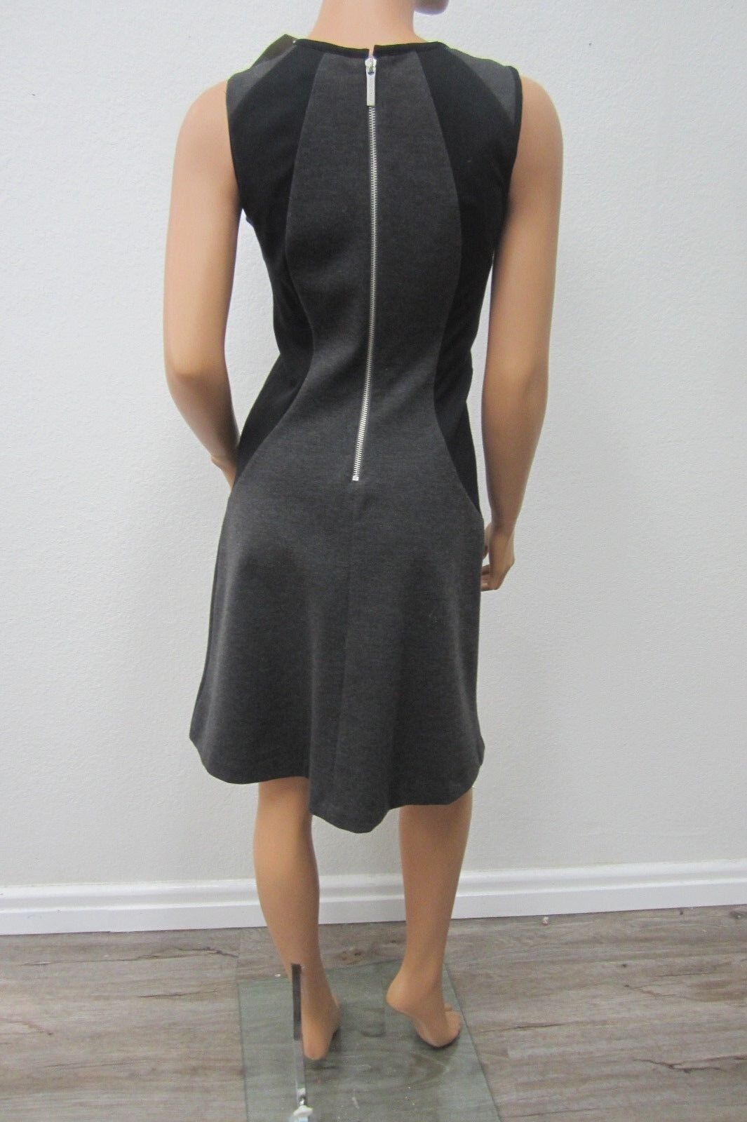 NWT Michael Kors Dress Black/Charcoal Sleeveless Dress Back Zip Size 2