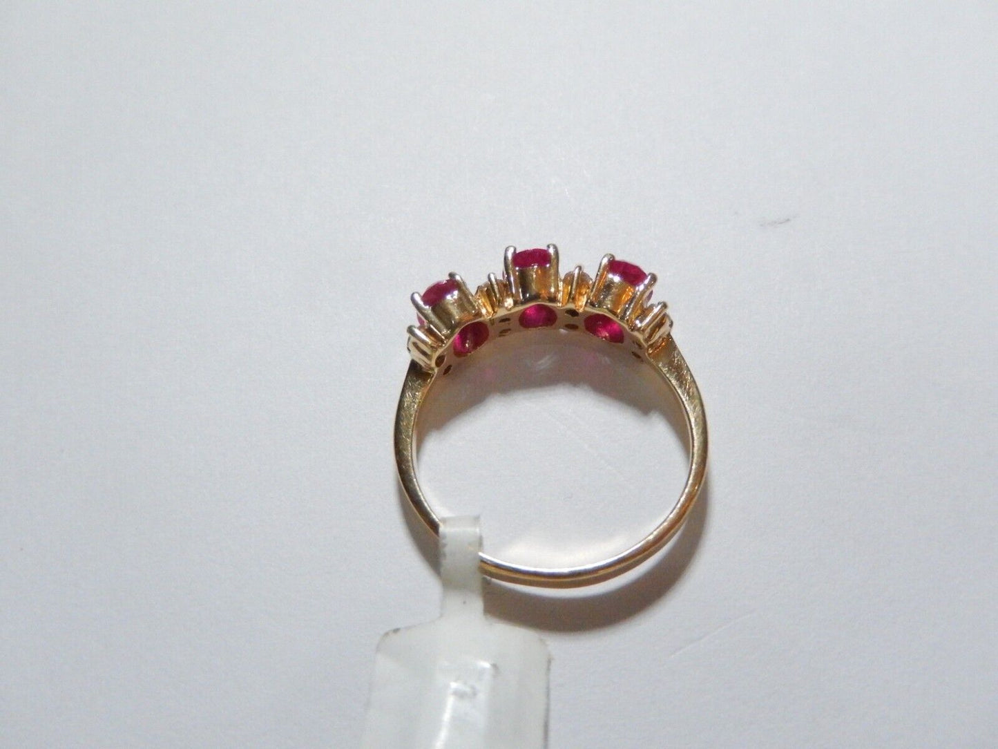 *VINTAGE* 14K Yellow Gold Lab Created Ruby and Diamond  Ring Size 7.5