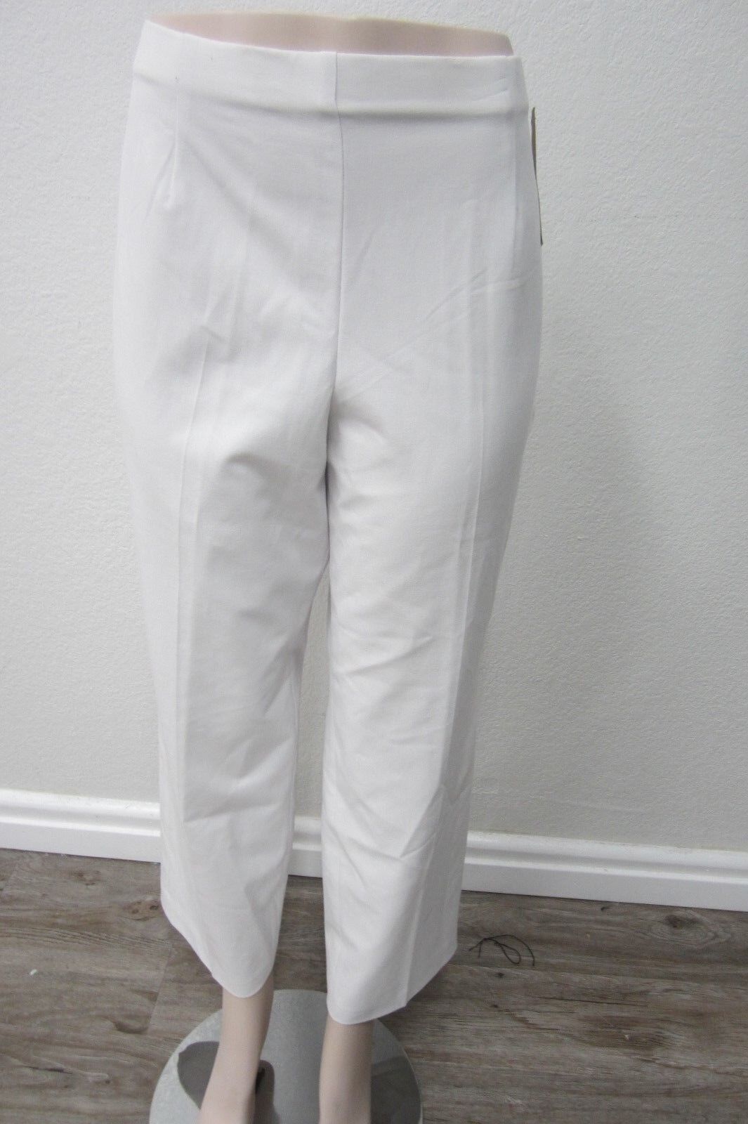 NWT Coldwater Creek  Holly Fit  White Lined Straight Leg Pants SZ 16 x 28.5" L
