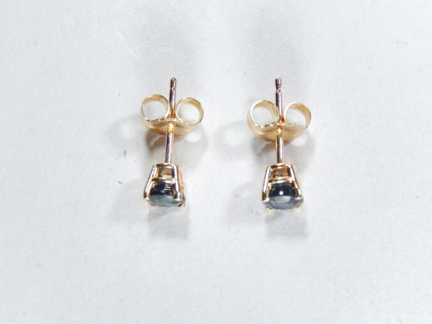 14k Solid Yellow Gold .60CT TW Natural Blue Sapphire Ear Studs