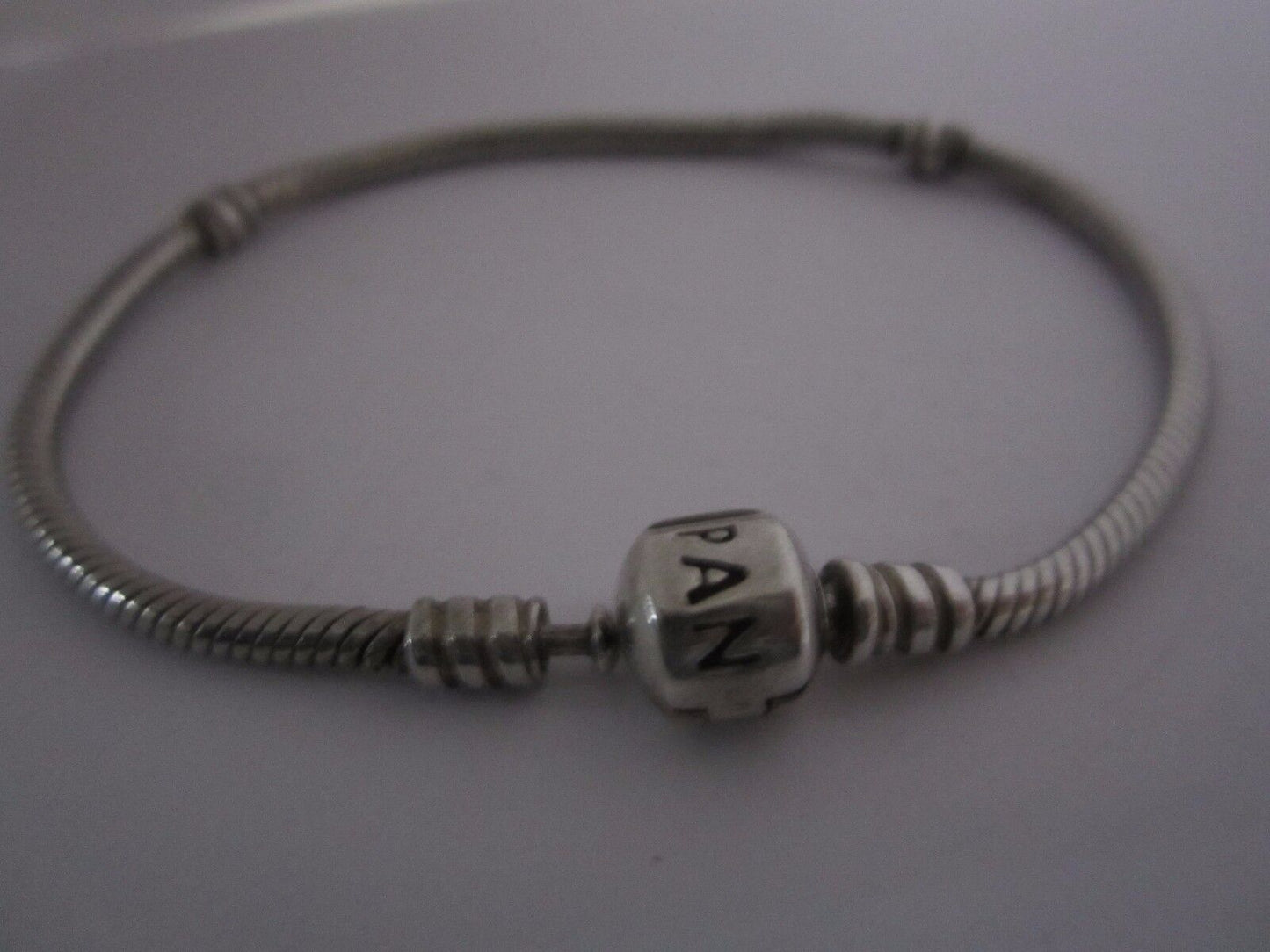 Authentic Pandora Sterling Silver Bracelet with Pandora Lock 7.75"