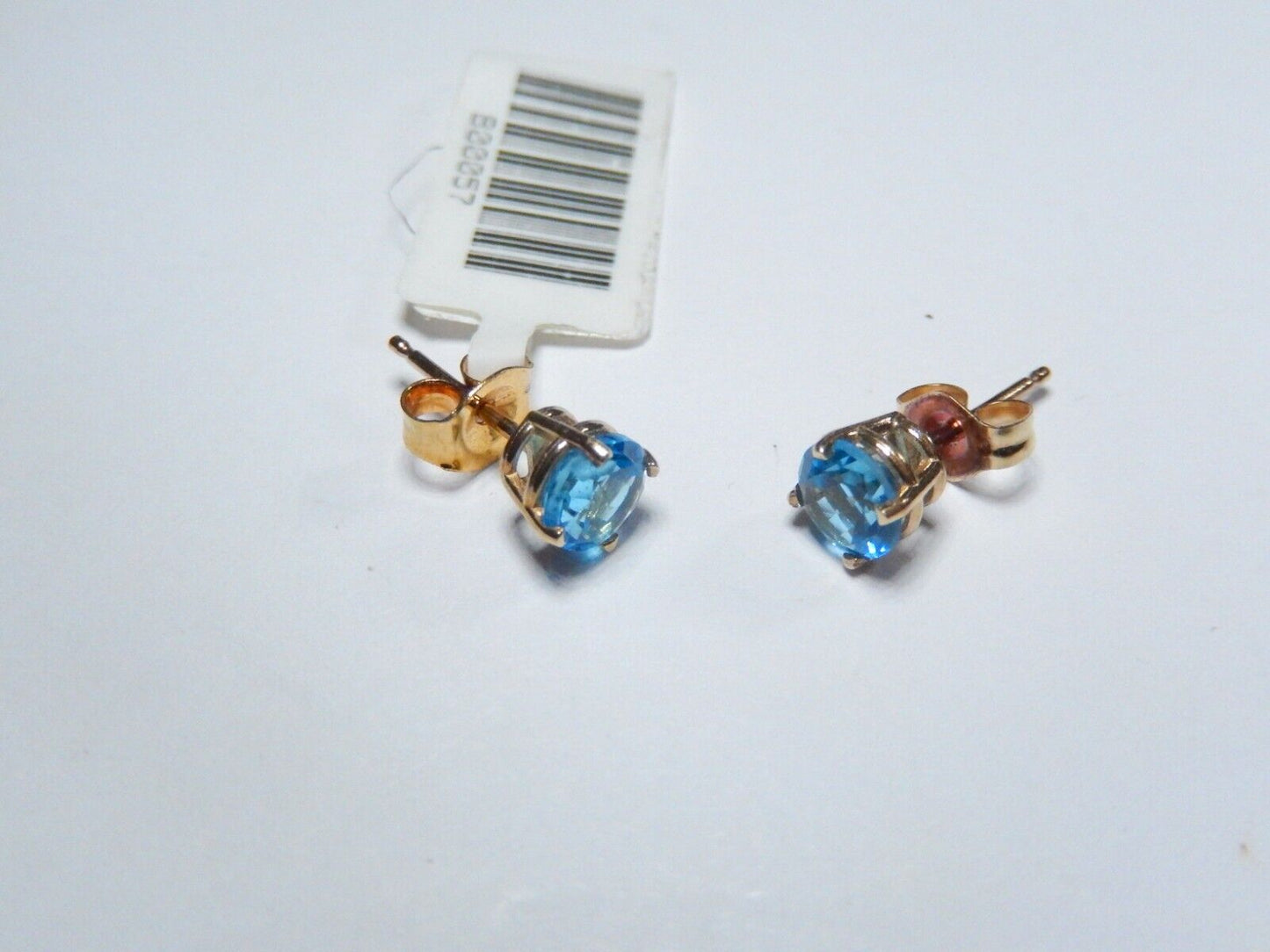 1 ct Round Natural London Blue Topaz Stud Earrings 14k Yellow Gold Push Back