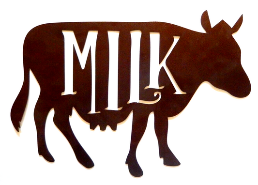 ~NEW~ LARGE - 14ga. " DAIRY MILK COW " Copper Brown Metal Wall Art - 16" x 12"