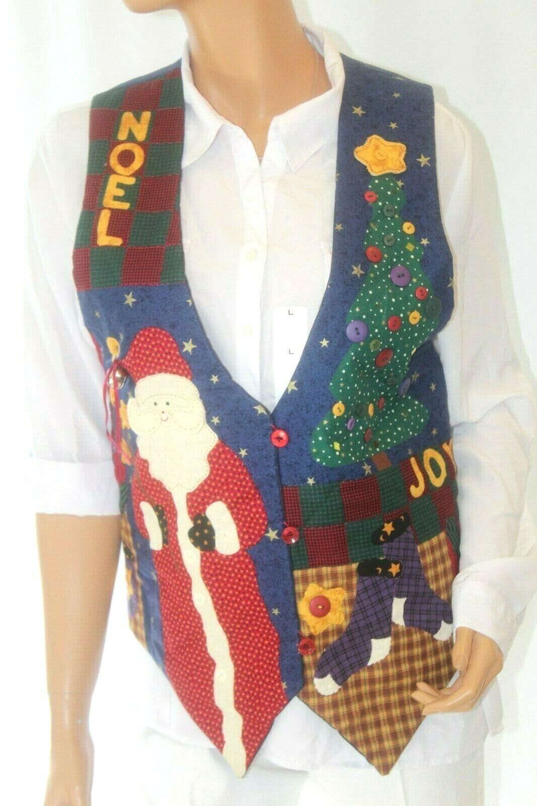 *NEW* Handmade Cute Holiday Bell & Buttons Detailed Christmas Vest Sz Medium