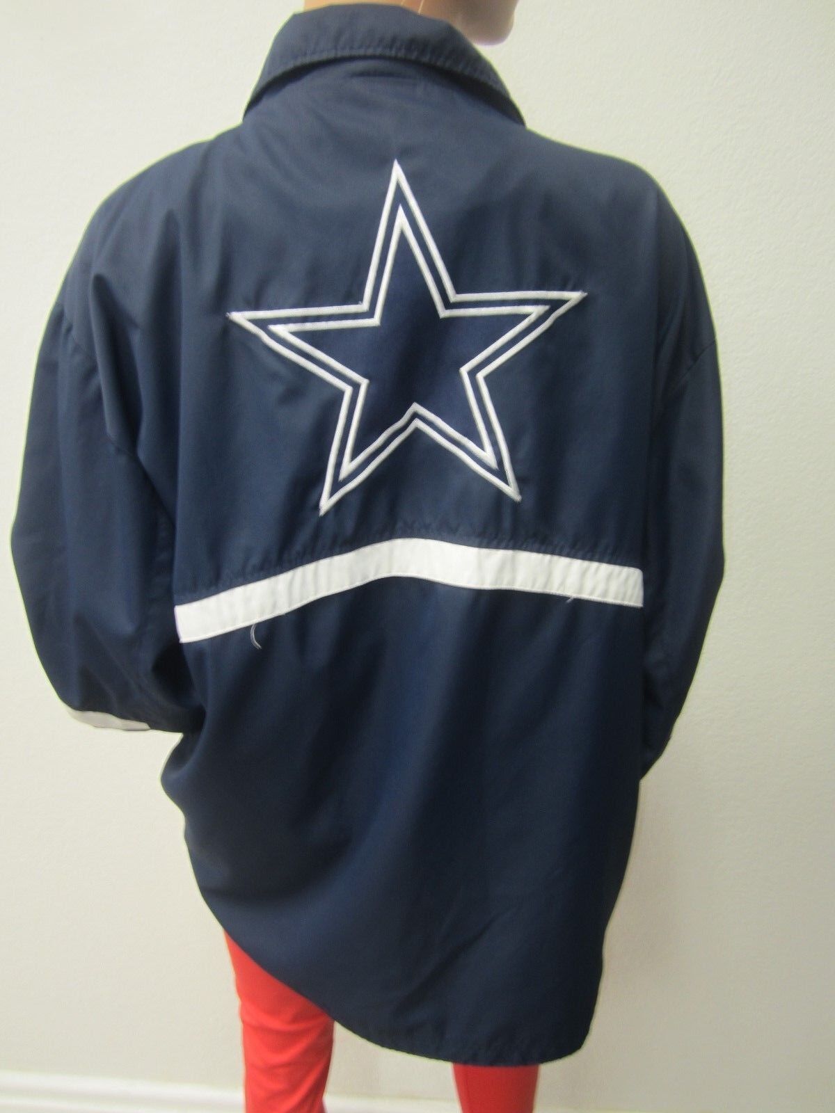 Dallas Cowboys Mens Navy Embroidered 1/4 Zipper Pullover Jacket Authentic Size L