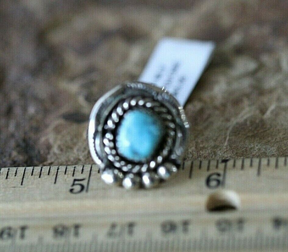 *VINTAGE*  Sterling Silver Native American Navajo Turquoise Ring Size 6.75