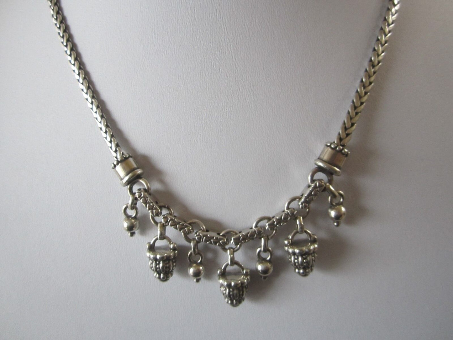 RETIRED Brighton silver Fancy Bead 16"-18" Necklace