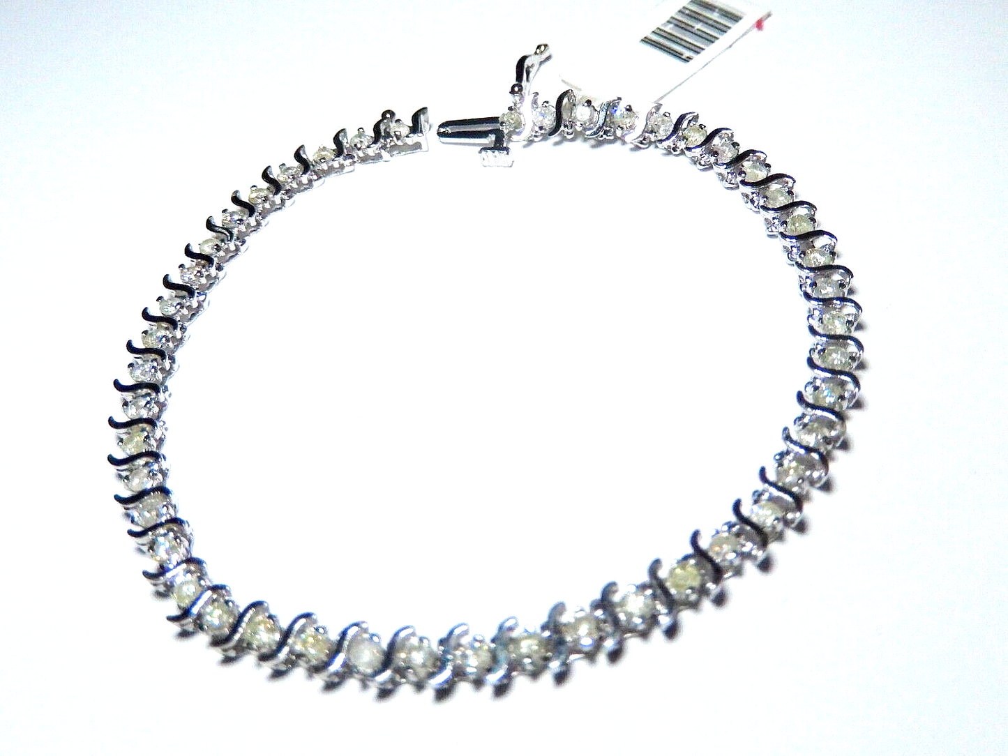 *NWT*  10K White Gold 2.00 ct Natural Diamond Tennis Bracelet 7"