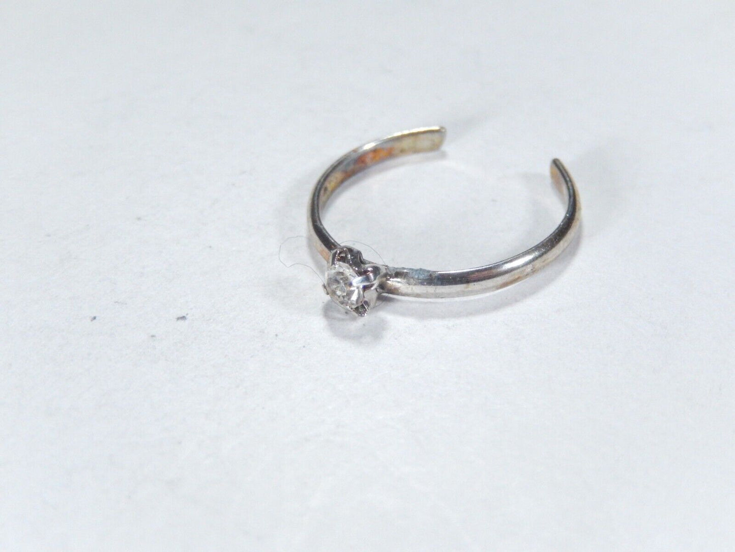 2.0mm Smooth Design Sterling Silver CZ Toe Ring  Adjustable