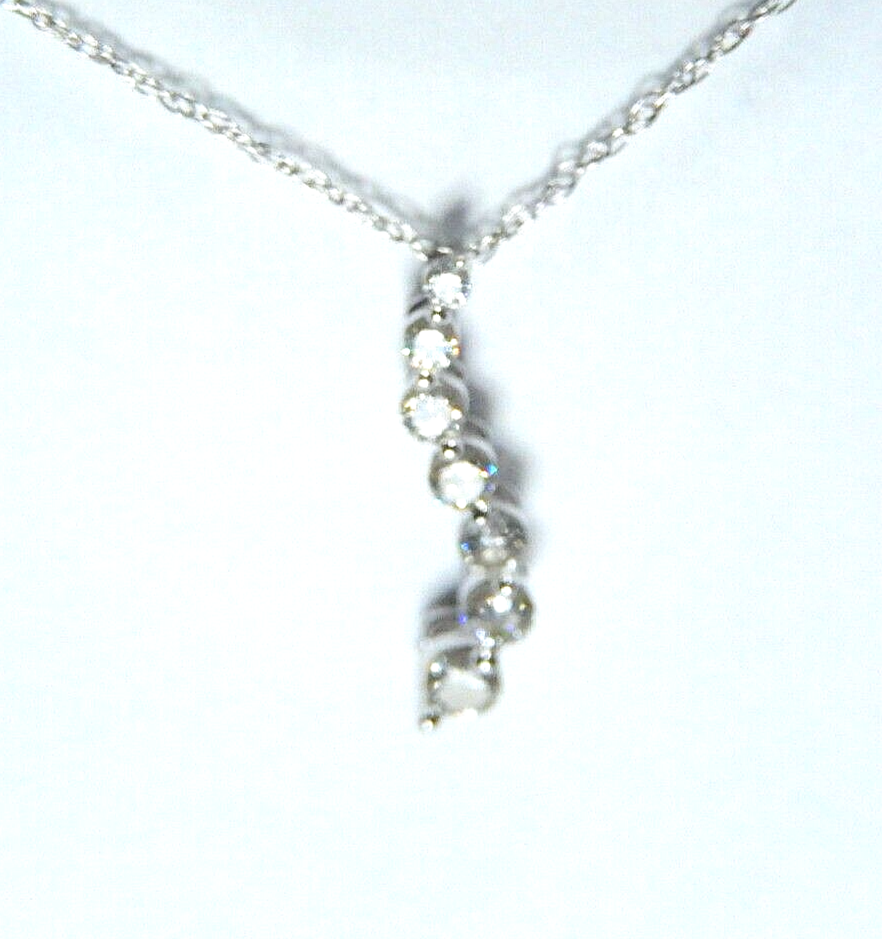 14K White Gold .25CT  Diamond Journey Pendant w/ 18" Chain