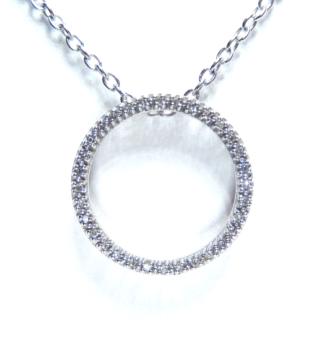 14K White Gold 1/3 Ct 31 Round Diamond Circle of Life Pendant with 18" Chain