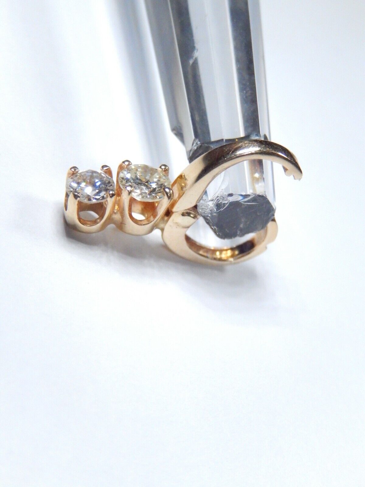 *VINTAGE* 14K Yellow Gold .50CT Natural Diamond Pearl Enhancer Pendant Bail Drop