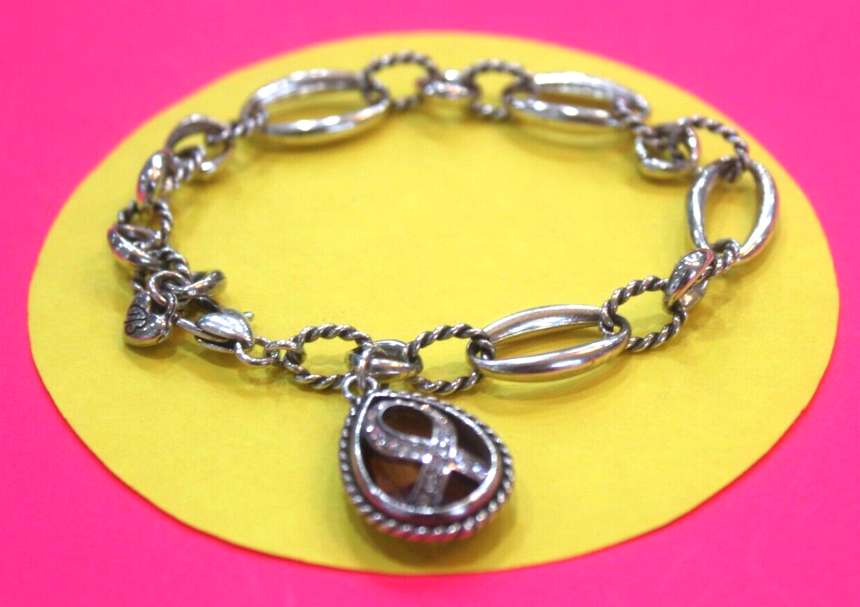 Brighton Power Of Pink Breast Cancer Ribbon Crystal Charm Bracelet D23343