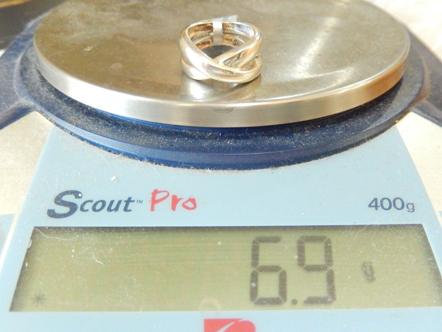 *VINTAGE* Thick 925 Sterling Silver Crossover Ring Size 6