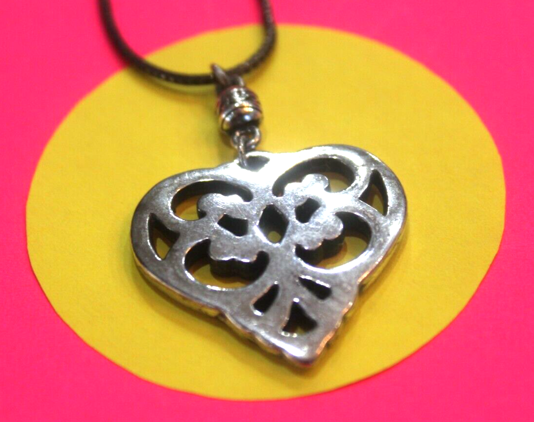 BRIGHTON RETIRED LARGE SILVER PLATED HEART NECKLACE