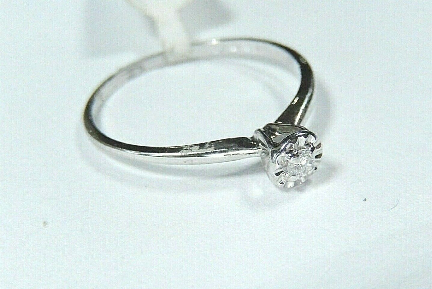 *NWT* Solid 14K White Gold Diamond Solitaire Engagement Ring Size 8.25