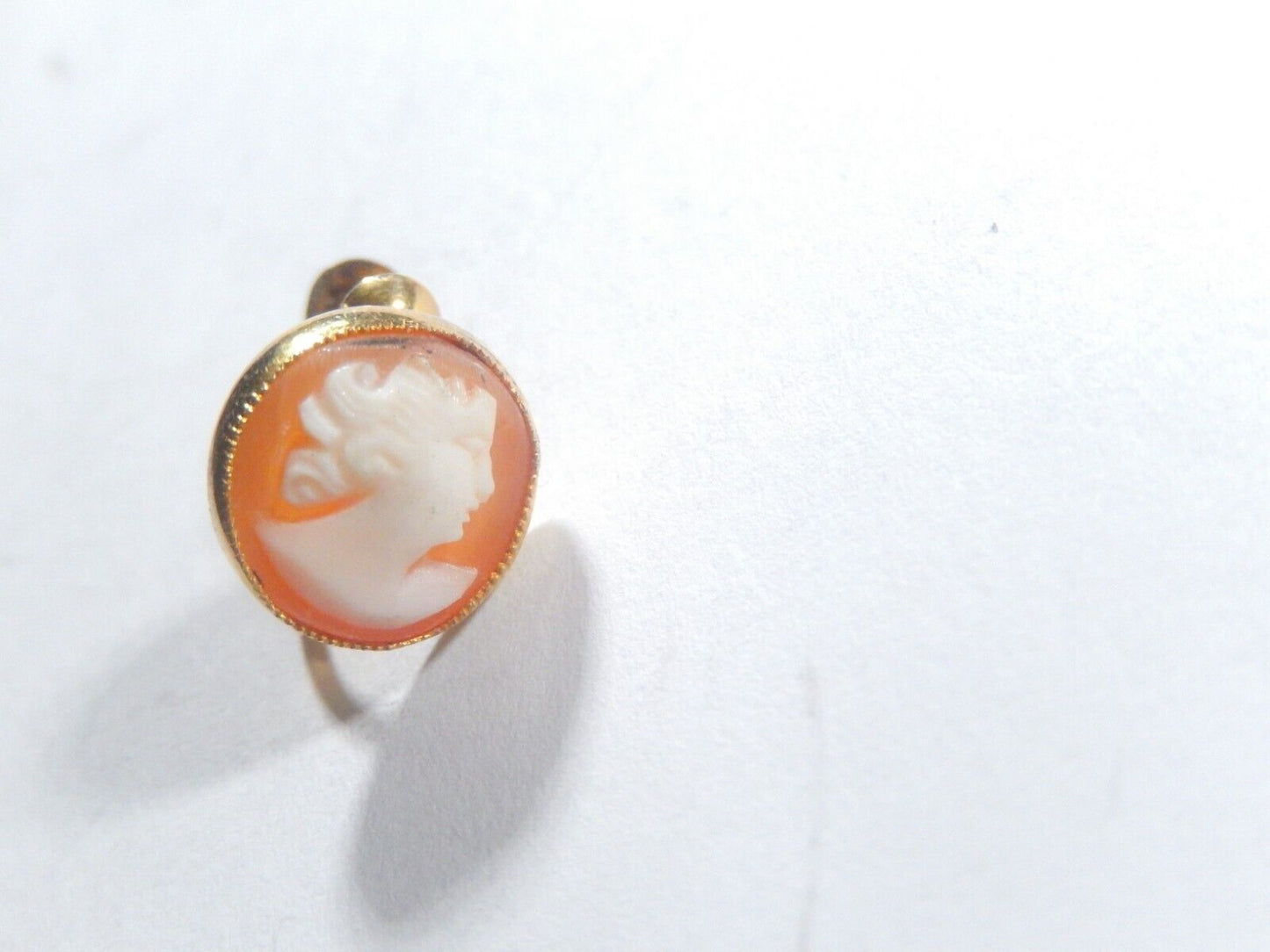 Antique Victorian "AMCO"  10k Yellow Gold  Cameo Screw Earrings