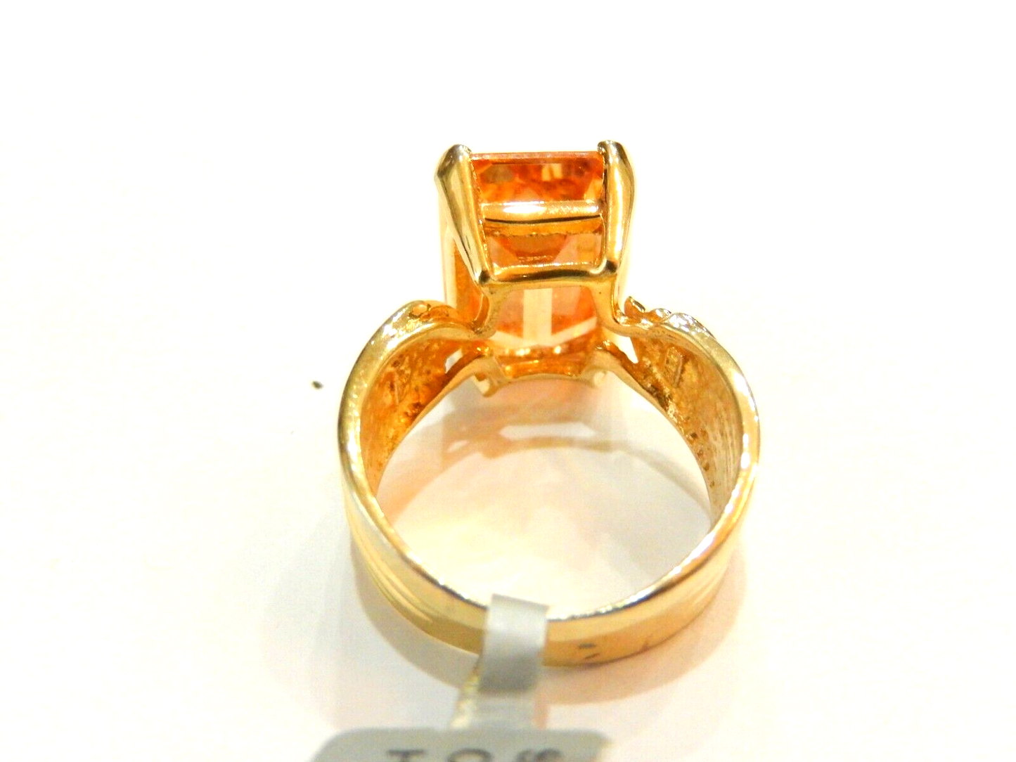 14K Yellow Gold Over Sterling Vermeil 7.0CT Madeira Citrine Ring  Size 6.5
