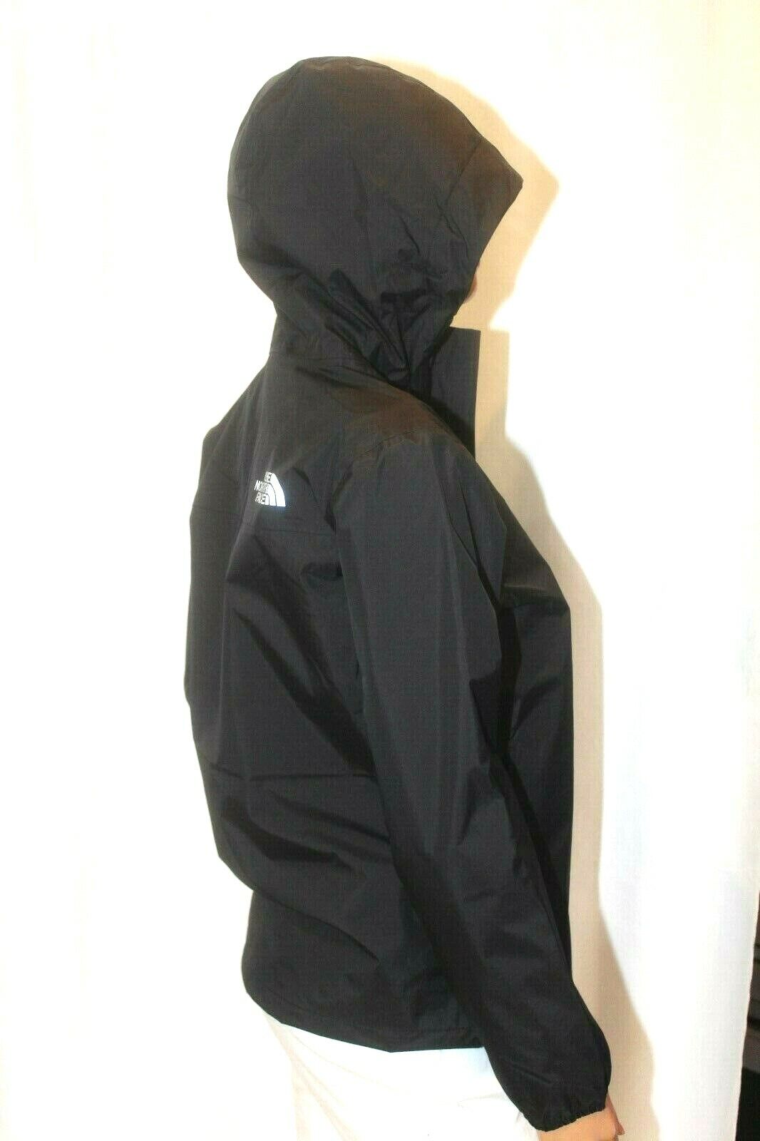 *NWT* $70. North Face Resolve Reflective Girls Black Rain Jacket HyVent Hood -LG