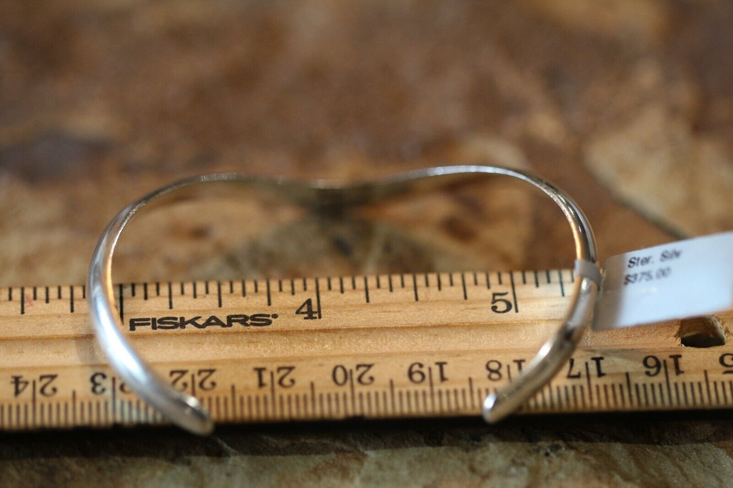 *VINTAGE*  MEXICO 925 Sterling Silver V Design Pointed Cuff Bangle Bracelet