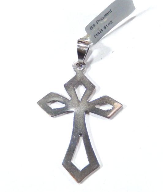 ~VINTAGE~ LARGE STERLING SILVER  TAXCO MEXICO CROSS  CUT-OUT PATTERN PENDANT