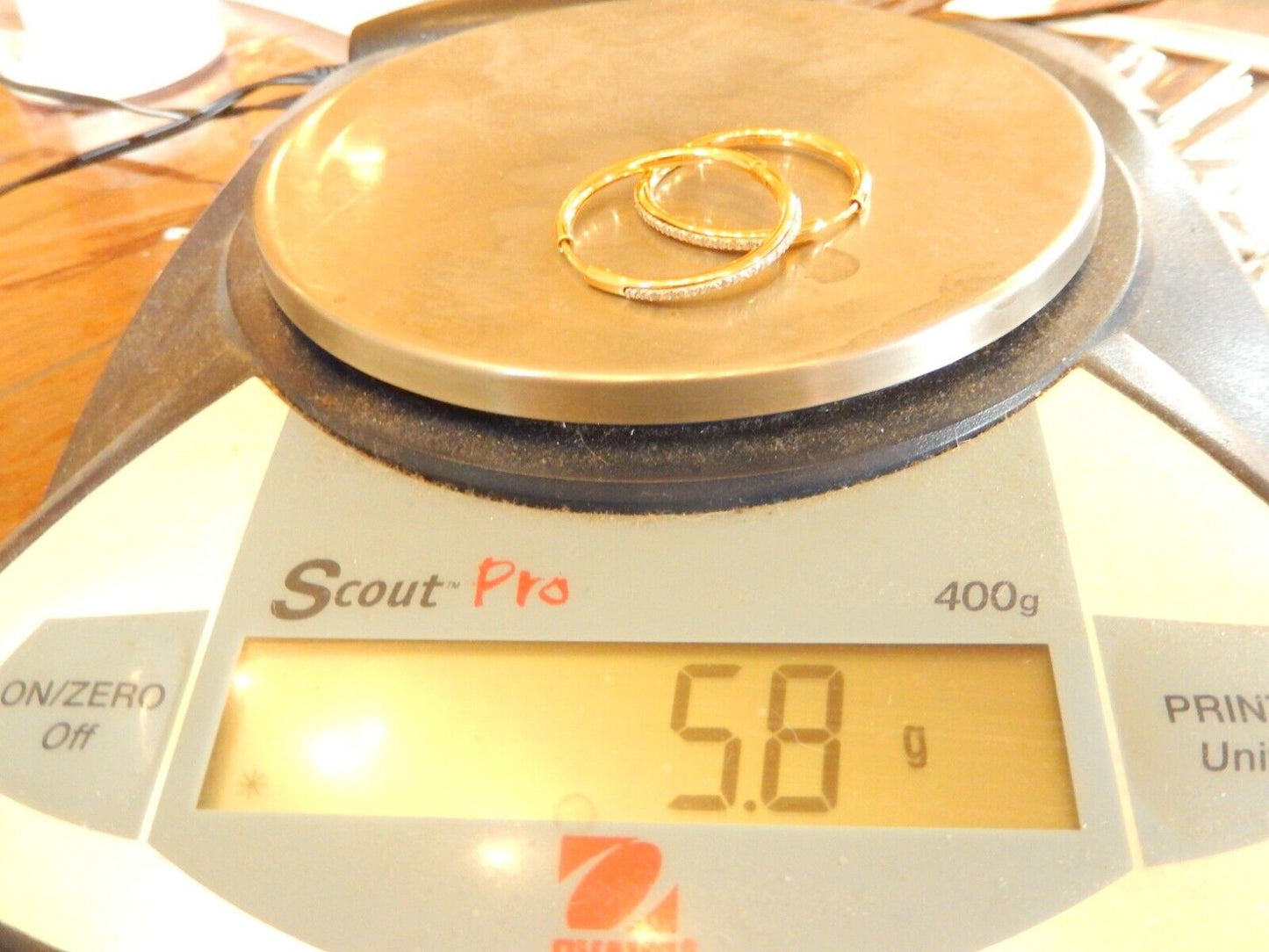 *NEW*  Yellow Gold 925 Vermeil  .33CT - 30 Diamond  32mm Round Hoop Earrings