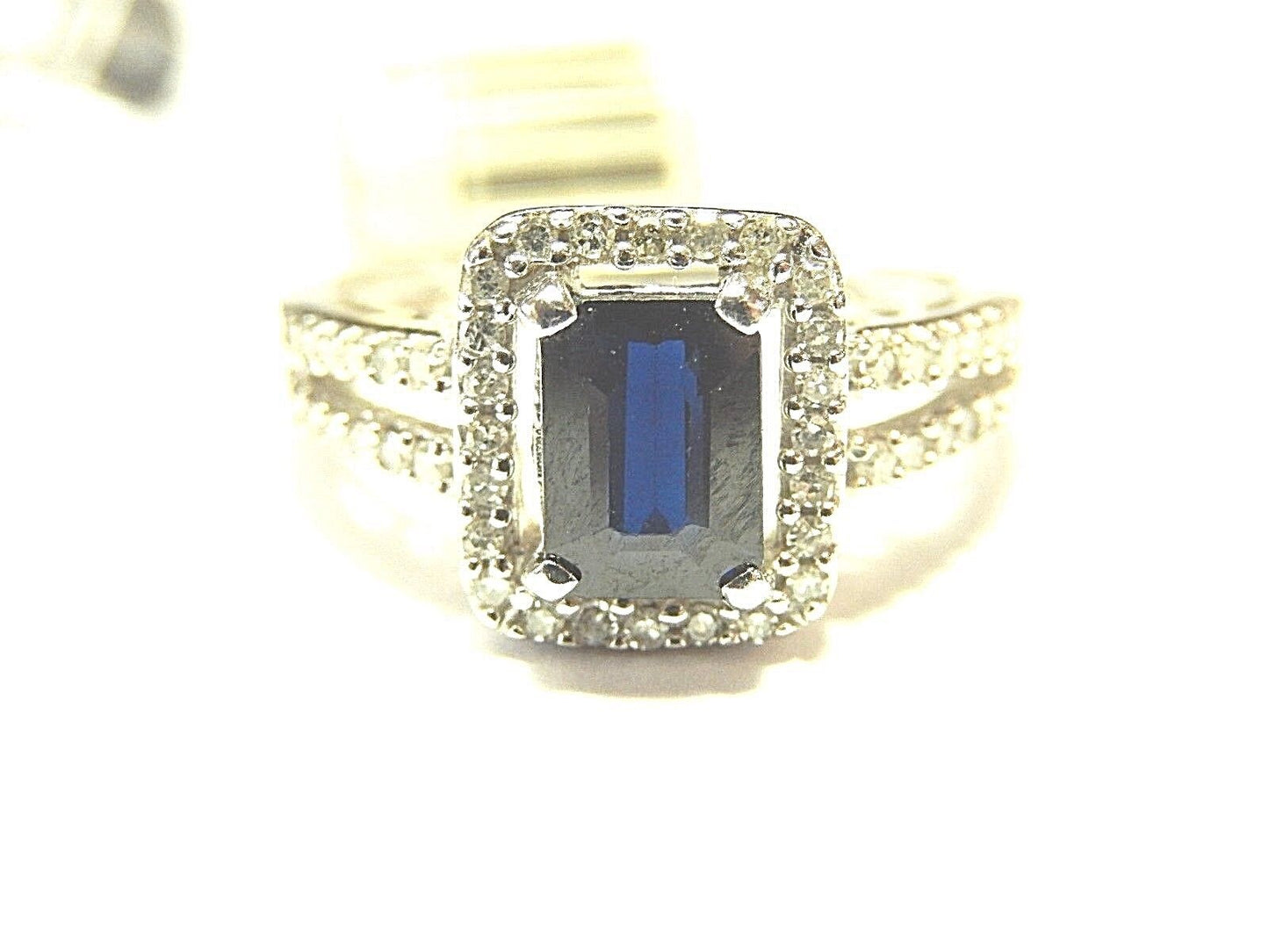 1.25 CT TGW Sapphire & Diamond Halo Engagement Wedding Ring 10K White Gold