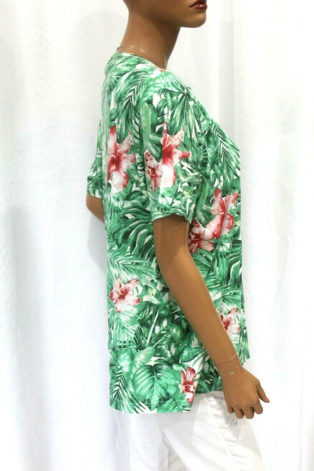 Michael Kors Women'S Green Short-Sleeve Crew-Neck Blouse Casual Top Size XL