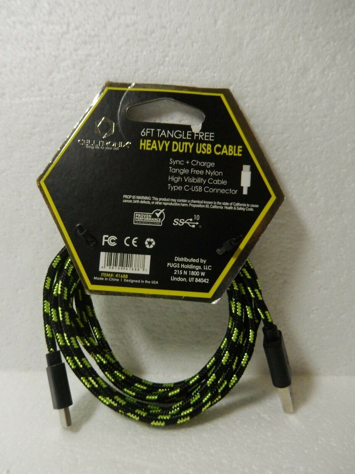 *NWT* Celltronix Titanium 6ft Tangle Free Heavy Duty USB Cable