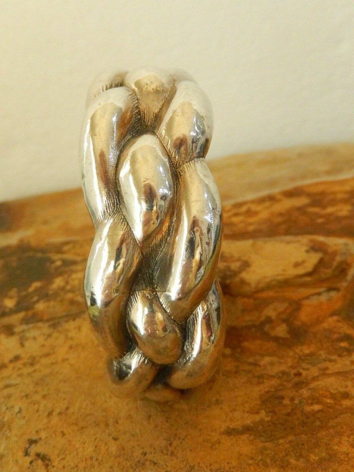 Vintage Artist "CREEN" Sterling Silver 925 Braided Wide Bangle Bracelet 76.58gms