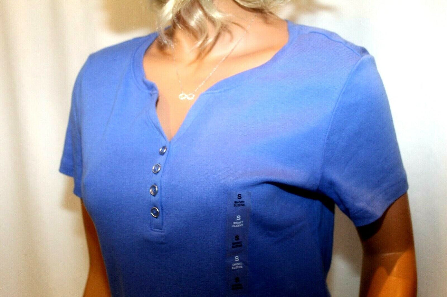 *NWT* KAREN SCOTT  100% COTTON BLUE SHORT SLEEVE TOP SIZE SMALL