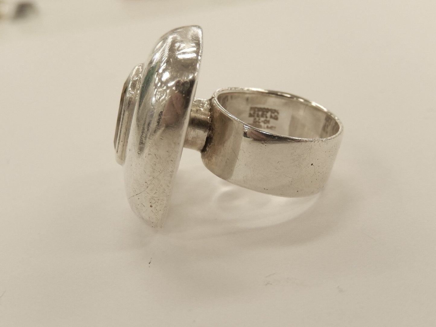 *VINTAGE*  CERRO BLANCO MEXICO  Sterling Silver .925  CITRINE SQUARE DOME Ring