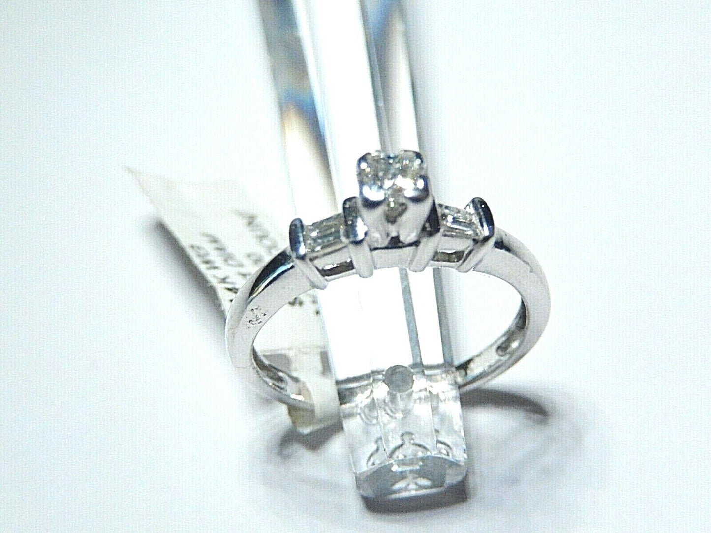 Three Stone .25 Carat VS2/G Princess Cut Diamond Engagement Ring 14k White Gold