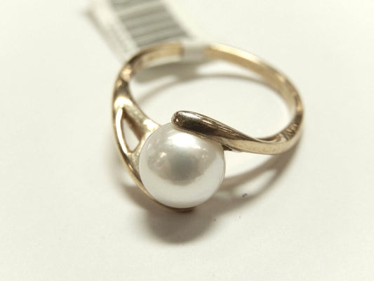 *MINT* Vintage 14k Yellow Gold 7mm AAA Quality Pearl Ball Ring Size 5.5