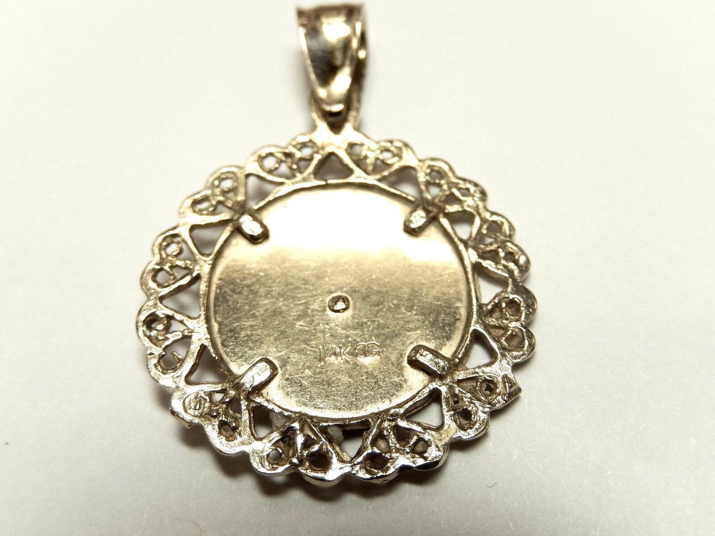 14K SolidYellow Gold St Mary  Pendant 25mm