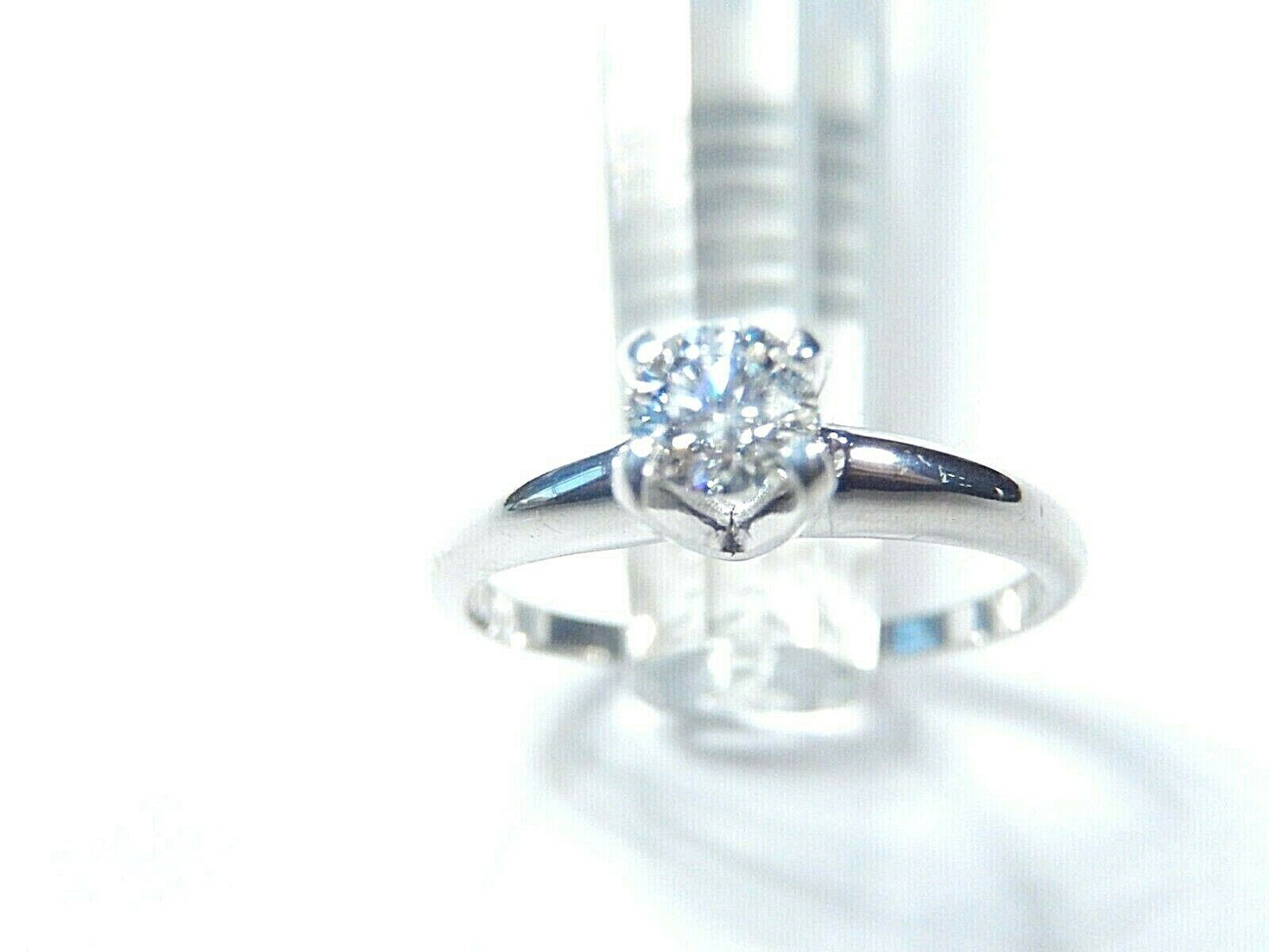 *NWT* 14K White Gold 1/3Ct Round  White VS Natural Diamond Solitaire Ring Sz 6