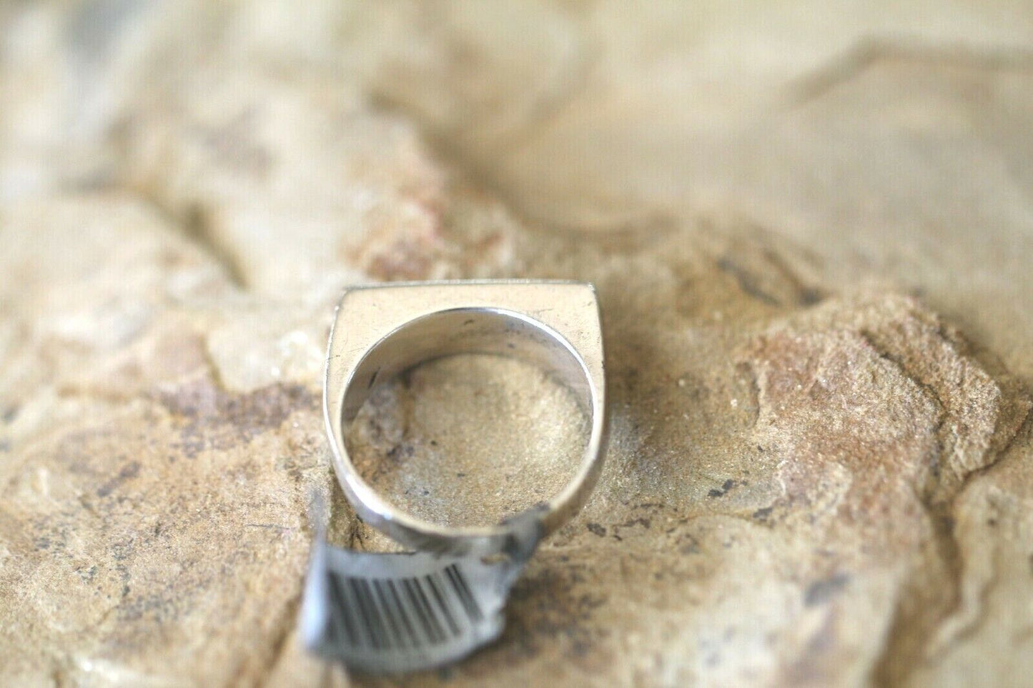 Vintage Mexico Signed Sterling Silver Lapis Lazuli 5.5mm Wide Band Ring Sz 8.5