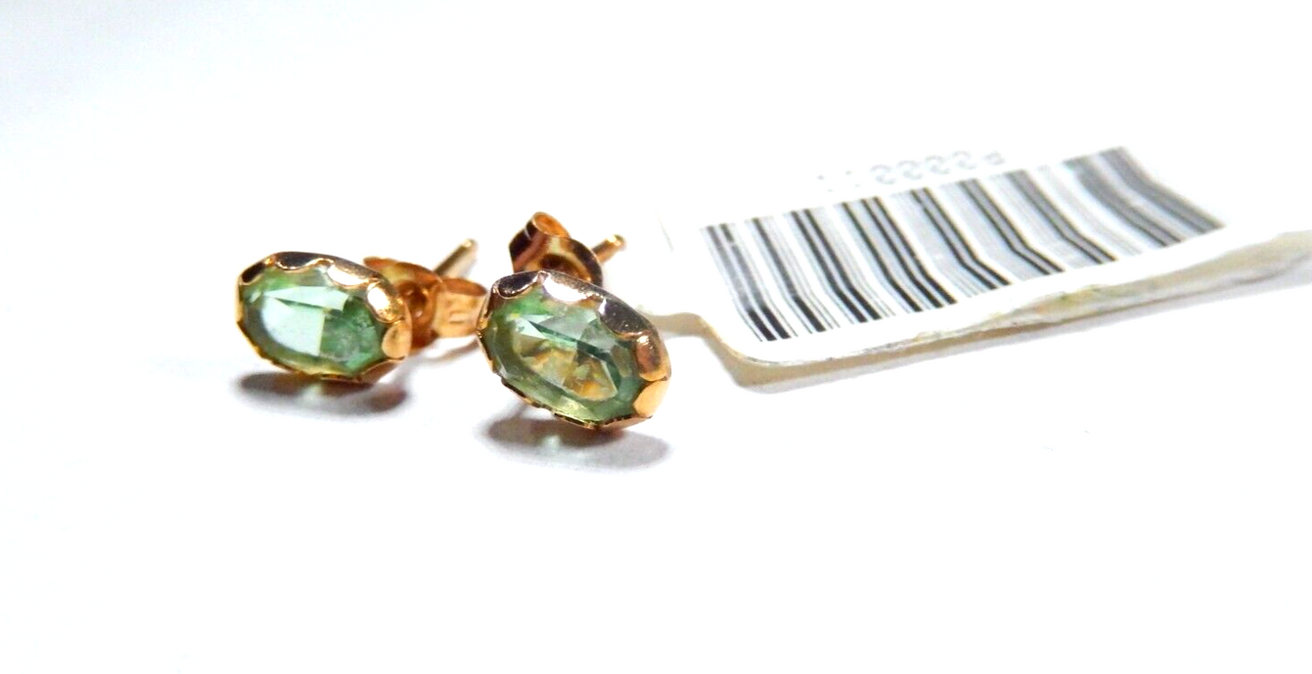 *VINTAGE*  14k Yellow Gold 1.00CT Oval Cut Peridot Stud Earrings