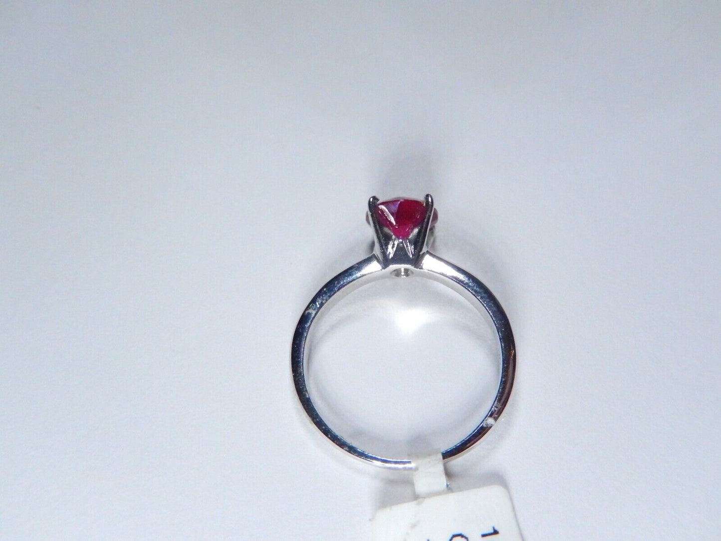 14K White Gold 1.00 CT  Round  Red Lab Created Ruby Solitaire Ring Size 5.25
