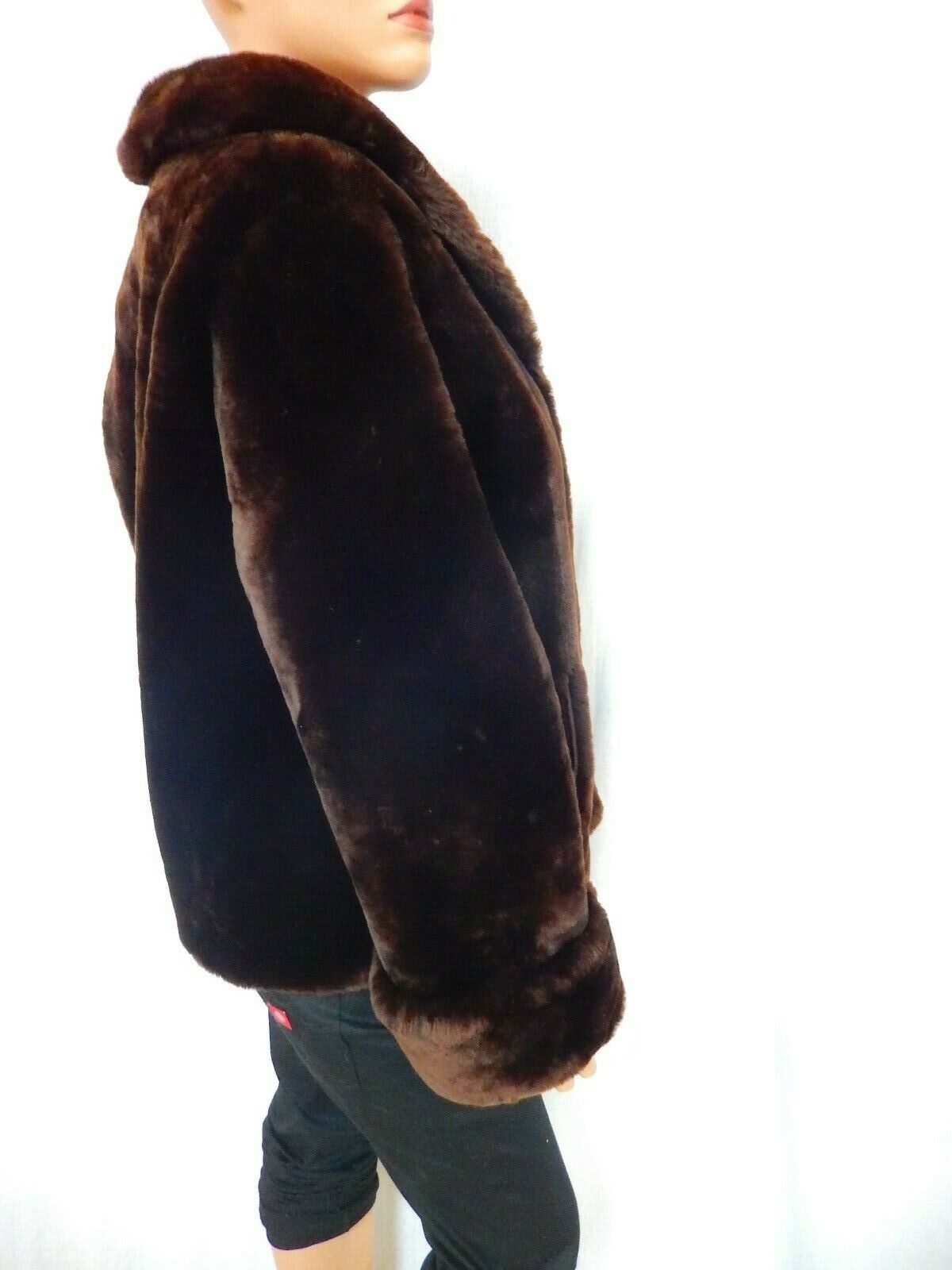 Vintage 1970s Mahogany Brown Mouton Lamb Fur Shearling Sheepskin Coat 70s Sz S