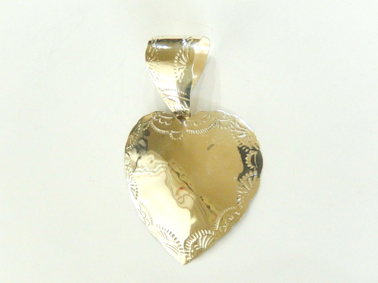 *VINTAGE*  TAXCO Extra  Large Sterling Silver Heart Pendant 3 1/4" Signed TS-10