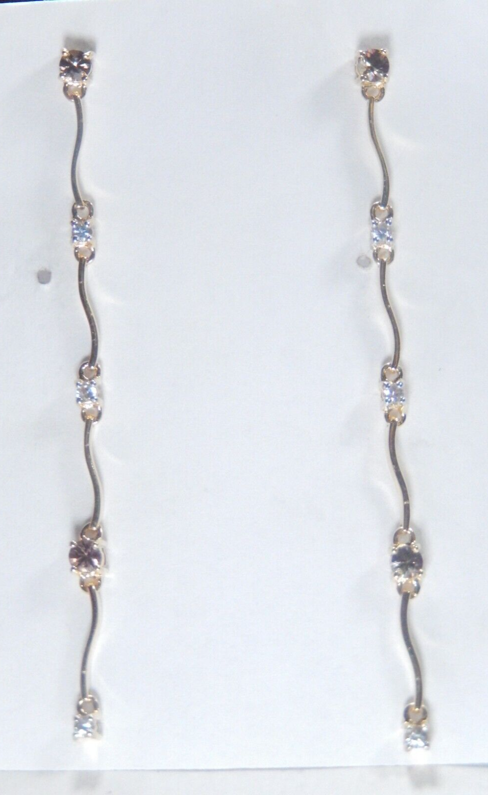 *VINTAGE*  14K Yellow Gold  2.5" Long Dangle Amethyst & Diamond Post Earrings