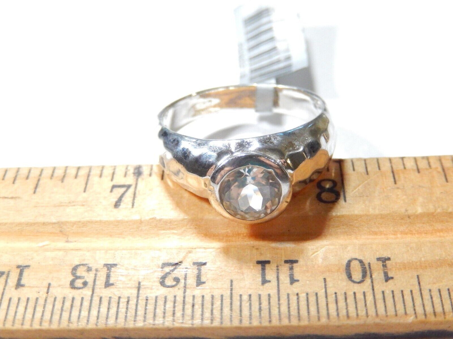 *VINTAGE* ITALY Sterling Silver Hammered Pattern Design 1.25CT CZ  Ring SZ 10