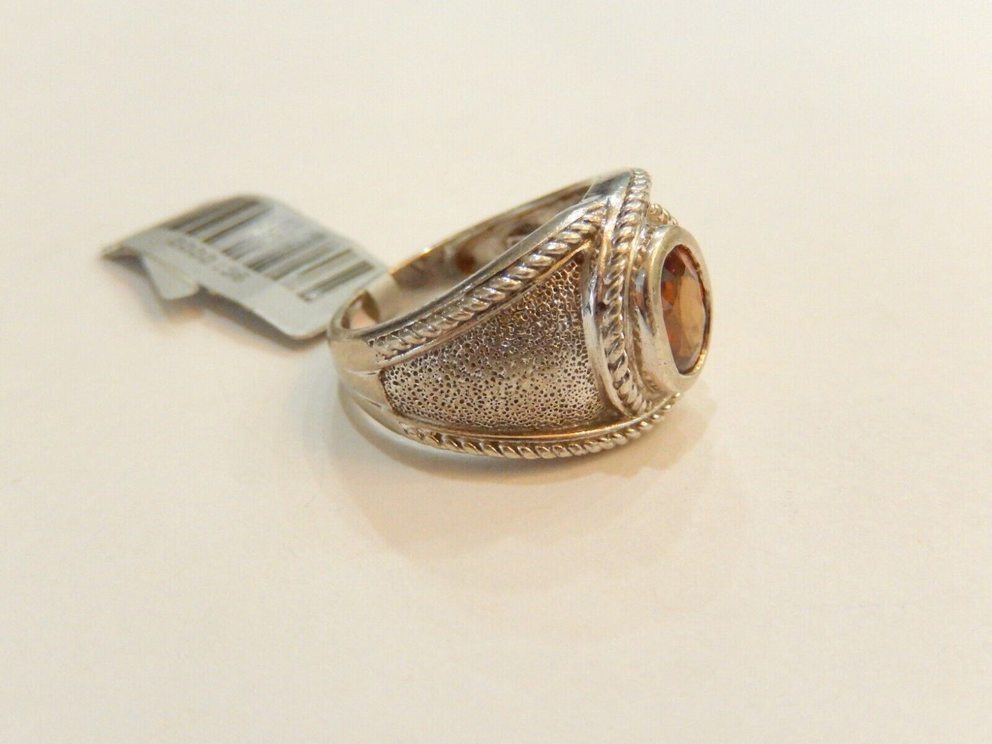 Unisex Solid 925 Sterling Silver  Citrine Oval Gemstone Ring Size 6.5