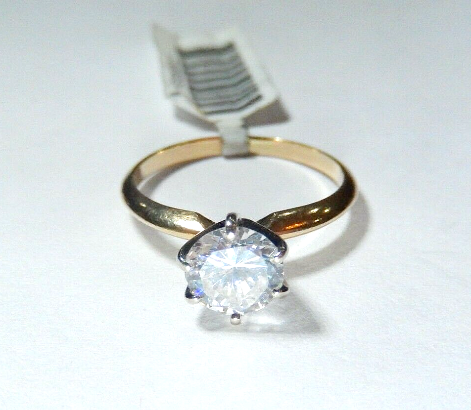 14K Yellow Gold 1.00 CT  CZ Solitaire Engagement Ring Sz 6.25