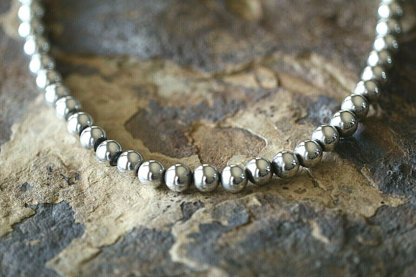 *VINTAGE* Indian Pearl Sterling Silver 925 Sliding 9mm Bead Necklace 30"- 61.9gm